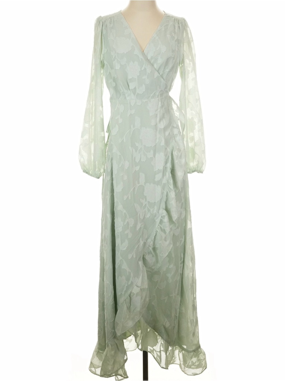 Sugarlips Sage Floral Wrap Maxi Dress